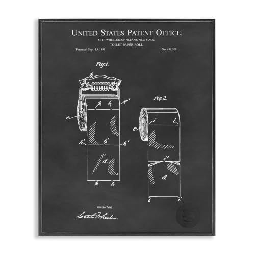 Black Toilet Paper Blueprint Diagram, 11 x 14 Inch Framed Giclée Print