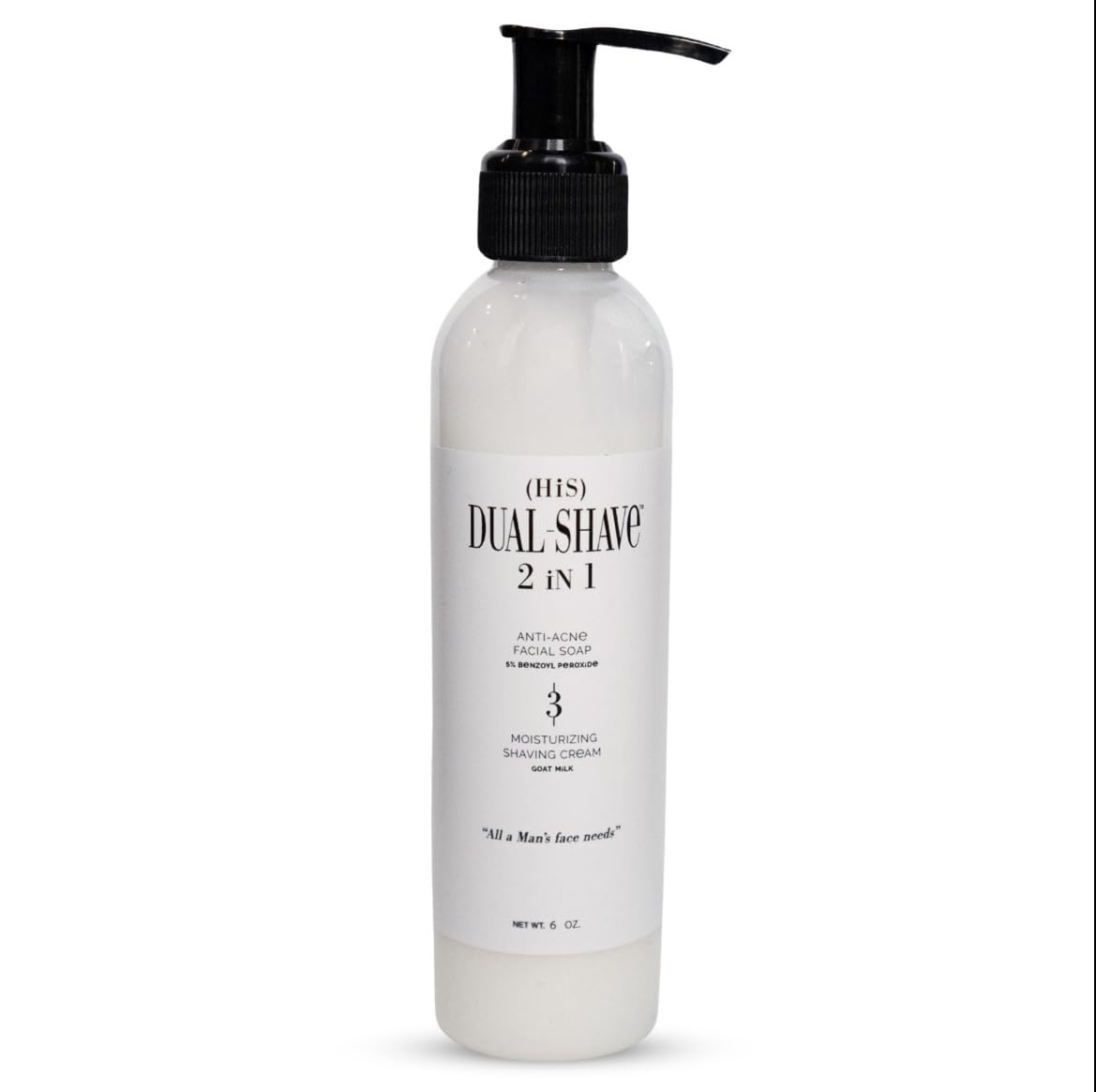 The World's First 2-in-1 Acne Facial Wash + Medicated Shaving Cream for Sensitive Skin - Lab Tested & Proven - Men's Shaving Lotion with Goat Milk & 5% Benzoyl Peroxide - For Razor Bumps & Dark Spots