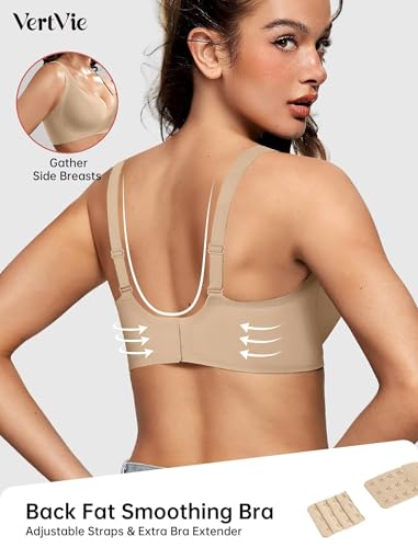 Image of Vertvie Jelly Wireless Bras for Women Push Up Plunge Seamless T-Shirt Bras No Underwire Supportive Full Coverage Bralettes