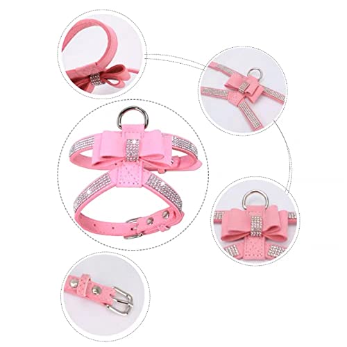 Hundegeschirr mit Fliege Niedlich, funkelnd und weich, verstellbar, Diamanten Größe S, M, L Rot