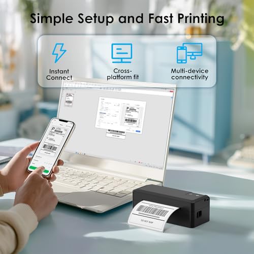 KNAON Shipping Thermal Label Printer, 4x6 Portable Label Printer, Bluetooth Label Maker for Small Business, Support iPhone,Android,Windows,Mac,Chromebook,Works with USPS, Etsy,Shopify&More, Black - Image 5
