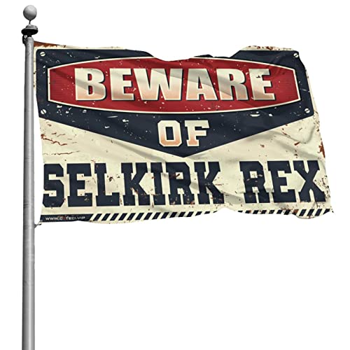 Drapeau Beware of Selkirk Rex humoristique pour déco de salon ou garage