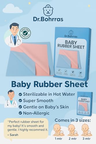 Dr. BOHRRAS Baby Super Soft Solid Rubber Sheet 200 TC Double Colour Blue Pink Sterilizable Non Allergic (90X100 Cm (1Mtr)), Full - Image 3 thumbnail