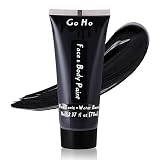 Go Ho Black Body Paint Washable(2.1 oz),Non Toxic Hypoallergenic Safe Professional FX Makeup Black F