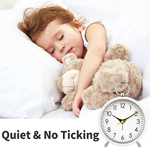 Maxspace Small Alarm Clock,Battery Operated Table Clock With Light，Modern Quartz Movement, Silent Non-Ticking, 4In Decorative Desk Clock, Perfect For Living Room, Office, And Bedroom Decor #TOP2