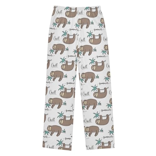 ZZXXB Summer Sloth Boys Long Pants Soft Trousers Elastic Waist Kids Lounge Bottoms with Pockets S-XL