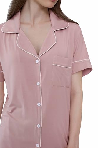 Image of Joyaria Women's Cooling Bamboo Viscose Pajamas Shorts Set Button Front | Moisture Wicking, Cool & Lightweight, Breathable PJs for Night Sweats