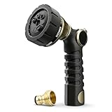 rainfactory Gartendüse für Gartenschlauch [Sprühkopf mit 7 Modi] Metall Gartenbrause | Brause inkl. Schnellanschluss mit Messing-Adapter | Ideal für Garten & Auto | Rostfreie Handbrause