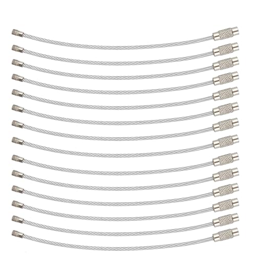 AMUU Keychain Silver,Keychain Loop 14 Pack 6.3in Stainless Steel Wire Ring