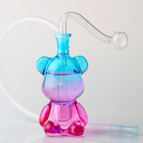 Smkoing Pipe Bong Glass Bong Red flame Pipe with 10mm Glass Bong bowl Water bongs Small Bong Dab Rig Oil Pipe Smoking bongs for Oil Bong (Blue Bong)