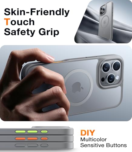 Image of TORRAS Magnetic Shockproof for iPhone 16 Pro Max Case, Fit for MagSafe Grey | 4X Military Grade Drop Tested, Translucent Slim Protective for iPhone 16 Pro Max Case, Anti Fingerprint, Anti Scratch, Grey