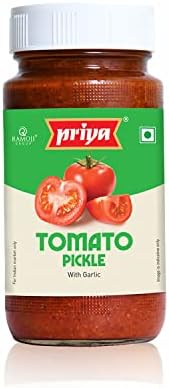 Tomato Pickle with Garlic, 500g - Authentic Telugu Style Tamatar Achar | Traditional South Indian Taste | Homemade Andhra Pickles | With Tomato Pieces, Tamarind Paste & Mixed Spices | Glass Jar