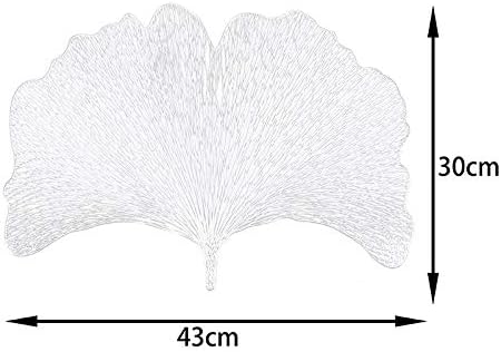 Hosoncovy 4 Pack Ginkgo Biloba Decorative Placemats PVC Placemats Hollow Table Place Mats Heat Resistant Non-slip Dining Placemats Leaf Placemat for Home Kitchen (Silver) - Image 3