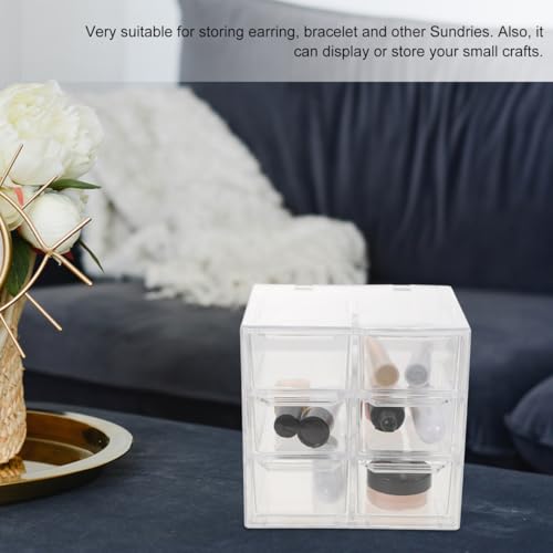Image of Transparent Desktop Storage Box with 6 Drawers Stackable Plastic Organizer for Makeup Office Supplies and Jewelry Storage 4.84 * 3.93 * 4.72in