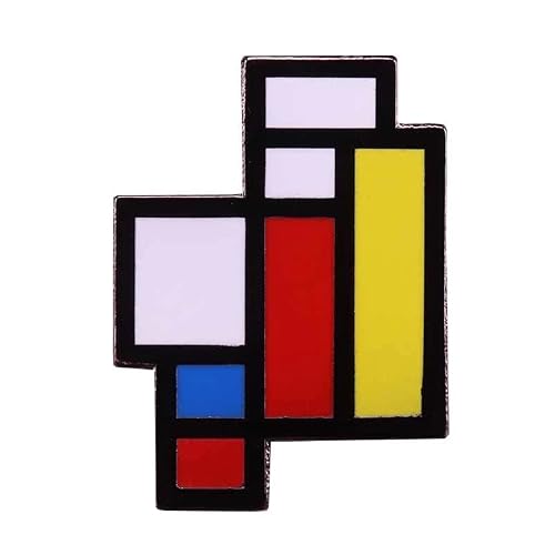 Image of Piet Mondrian Abstract Art 1.1" Lapel Enamel Pin, 2.79 cm, Enamel, enamel