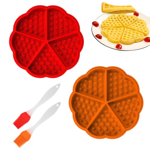 YIPFEN Set da 2 stampi in silicone per waffle per friggitrice ad aria con 2 pennelli per olio, dolci e biscotti