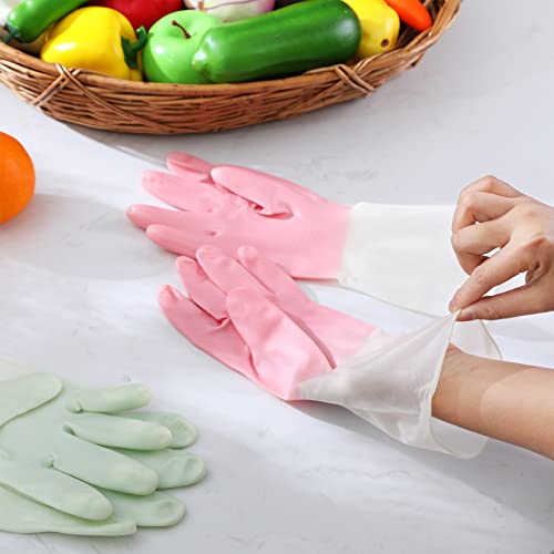 Queekay 5 Pairs Dishwashing Rubber Gloves For Cleaning, Reusable Household Gloves Non Slip Rubber Gloves Kitchen Gloves For Household Cleaning Gardening Bathroom, Medium #TOP5