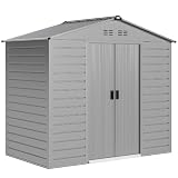 Outsunny cobertizo Galvan. 2.43m² Techo Aguas 213x131x192cm Gris