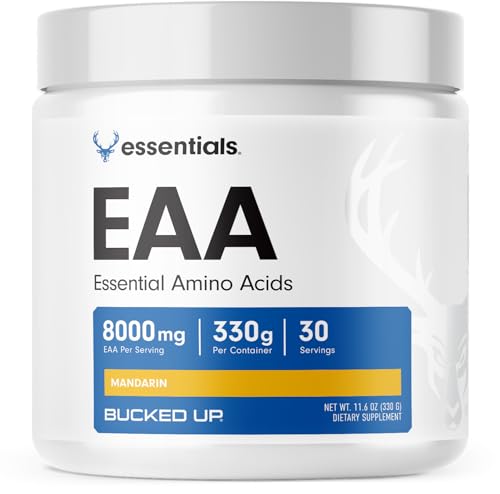 Bucked Up Essential Amino Acids - EAA Powder - Easy Mix, Non Clumping Formula - for Pre/Intra Workout - Mandarin Flavor - 30 Servings - 11.6 oz