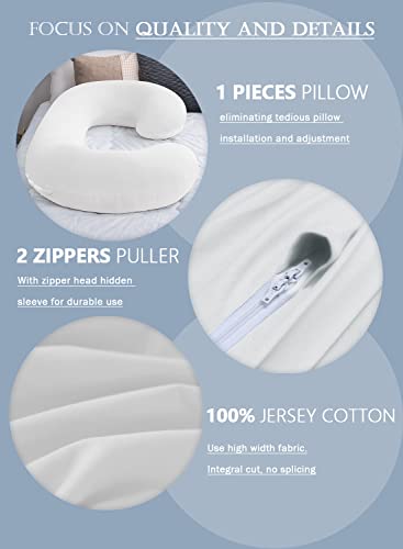 Image of INSEN Pregnancy Body Pillow,Full Body Pillow,C Shaped Full Body Pillow with Cotton Cover (White Cotton)