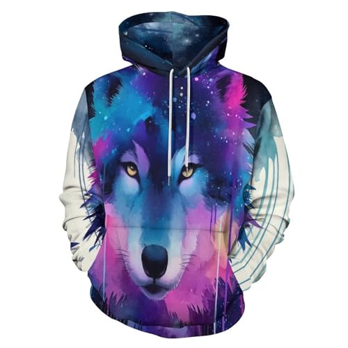 Pull à capuche visage de loup homme sweat-shirt manches longues coupe confort grande taille