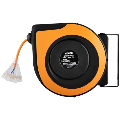 Vevor RETRACTABLE EXTENSION CORD REEL, 65 FT Heavy Duty 12Awg/3C Sjtow Power Cord thumb #8