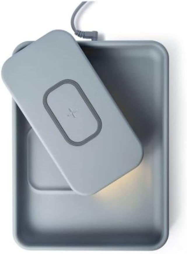 TYLT Tray Pivot | 15W Fast Wireless Charger Compatible with Samsung, Apple, AirPods, and Other Qi Devices, Phone Charging Station Organizer Vanity Tray | Gray