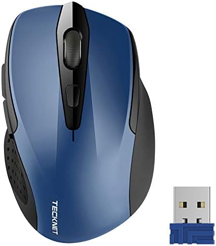 TECKNET Wireless Mouse, 2.4G Ergonomic Optical Mouse with USB Nano Receiver for Laptop,PC, Computer, Chromebook, Notebook, 6 Buttons, 24 Months Battery Life, 2600 DPI, 5 Adjustment Levels
