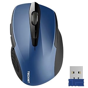 TECKNET Wireless Mouse, 2.4G Ergonomic Optical Mouse, Computer Mouse for Laptop, PC, Computer, Chromebook, Notebook, 6 Buttons, 24 Months Battery Life, 2600 DPI, 5 Adjustment Levels