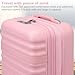 Kono Expandable 28 Inch Large Checked Luggage: ABS+PC Hardside Trolley Travel Case - Hard Shell Suitcase with TSA Lock, Cream/Pink