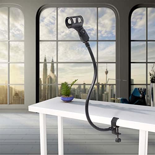 Fiacvrs 360 Degree Flexible Gooseneck Microphone Stand With Clip,Adjustable Desk Mic Boom Arm Stand (Black)