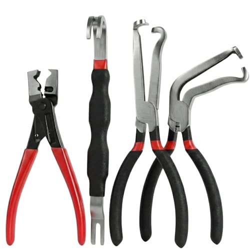 Hyntex 4PCS Electrical Disconnect Pliers Set, High-Carbon Steel Electrical Connector Removal Tool, 60° Angled & Straight Pliers for Automotive Fuel Line, Sensors, Ignition Coils (Black 4PCS)