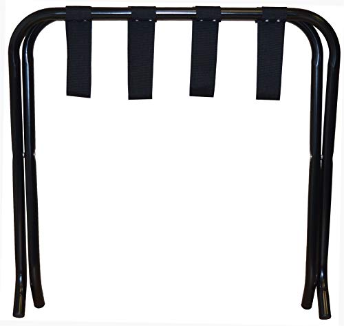 Harbour Housewares Folding Metal Luggage Rack - Black - Pack of 1 - Portable Folding Single Tier Home Bedroom Suitcase Foldable Suit Case Holder Travel Chest Storage Stand