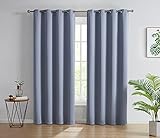 HLC.ME Oxford Modern Blackout Curtains for Living Room - Thermal Insulated Window Curtain Grommet Panels, Set of 2 (52 W x 72 L, Dusty Blue)