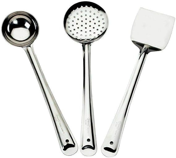 Generic Turner Chamcha Kadchi Palta Kitchen item (Combo of 3), Medium, Silver