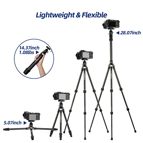 Fotopro Mini Tripod, Portable Carbon Tripod With 360° Ball Head, Qr Plate For Dslr Camera Camcorder, For Travel For Desktop, Max Load 11Lbs/5Kg, Black #TOP2