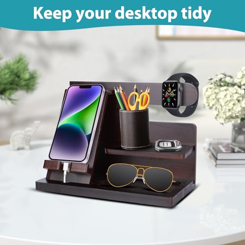 Wooden Phone Docking Station Organiser for Men, Birthday Presents for Men Bedside Table Desk Organiser, Mens Docking Station and Organiser Presents for Dad Husband Father In Law Gifts - Cosy Home Interiors Wooden Phone Docking Station Organiser for Men, Birthday Presents for Men Bedside Table Desk Organiser, Mens Docking Station and Organiser Presents for Dad Husband Father In Law Gifts - Image 6