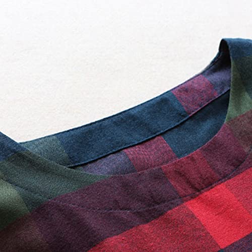 UIFLQXX Vestido maxi feminino casual 2023 manga longa solto xadrez estampado vestido midi manga list