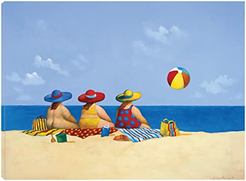 Fine Art Canvas Three Ladies Sunning Canvas Wall Decor by Artist Michael Paraskevas for Living Room, Bedroom, Bathroom, Kitchen, Office, Bar, Dining & Guest Room - Ready to Hang - 46 in x 35 in