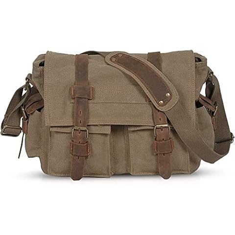 VARLIVOO Bolsa de Mensajero de Lona Marrón Cover