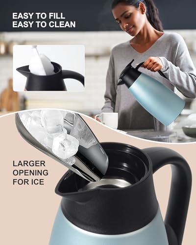 Image of 70 OZ Updated Thermal Coffee Carafe for keeping hot, 2 PCS Carafes for hot liquid, Insulated Coffee Carafe Stainless Steel Vacuum Thermal Pot for Coffee, Hot Water,Keep Hot 12 Hours (Blue+Blue)