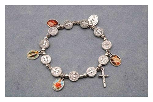 HGWZLQ Rosaire Bracelet Perles, Jésus-Christ Saint Miséricorde La prière Bracelet, Christ Base de Perles en Alliage Bracelet. Gift (Metal Color : SL001) Cover