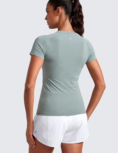 Image of CRZ YOGA Seamless T-Shirt Hip Length | Training, Chafe-Free, Slim Fit, Raglan Sleeves, Mesh Vents, Workout, Short Sleeve Tops for Women