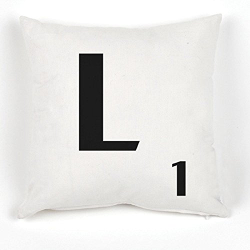 A to Z Alphabet Cushion Cover, White, Personalised Initial