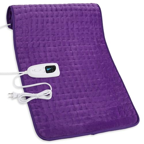 Deepsoon Heating Pad,Electric Heating Pads for Back,Neck,Moist Heating Pad for Abdomen Shoulder Knee Legs,Dry/Moist Heat&Auto Shut Off,Mother's Day Birthday for Men and Women,Dark Purple,33x17 Inch