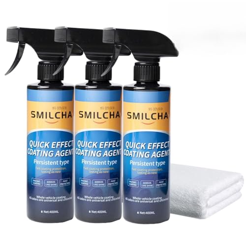 SMILCHA Car Coating Spray, Quick Effect Coating Agent for Car with Super Hydrophobic, Mirror-Like Shine & All-Round Protection, Premium Car Wax Spray Alternative (40.58 Fl Oz (3PCS))