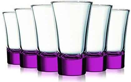 Pink Evase Cordial Glasses with Beautiful Colored Accent- 2 oz. set of 6. Additional Vibrant Colors Available By Table Top King