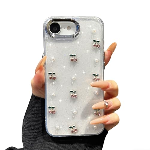 Coque iPhone 17e cerise rose motif 3D brillant étui transparent TPU