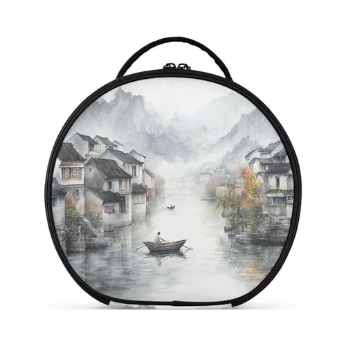 Takiito Ink Painting Travel Makeup Case Portable Makeup Box Artist Cosmetic Case Organizer With Adjustable Dividers