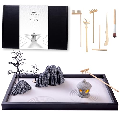 Cularve Illuminated Zen Garden for Desk, Sand Tray Therapy Kit